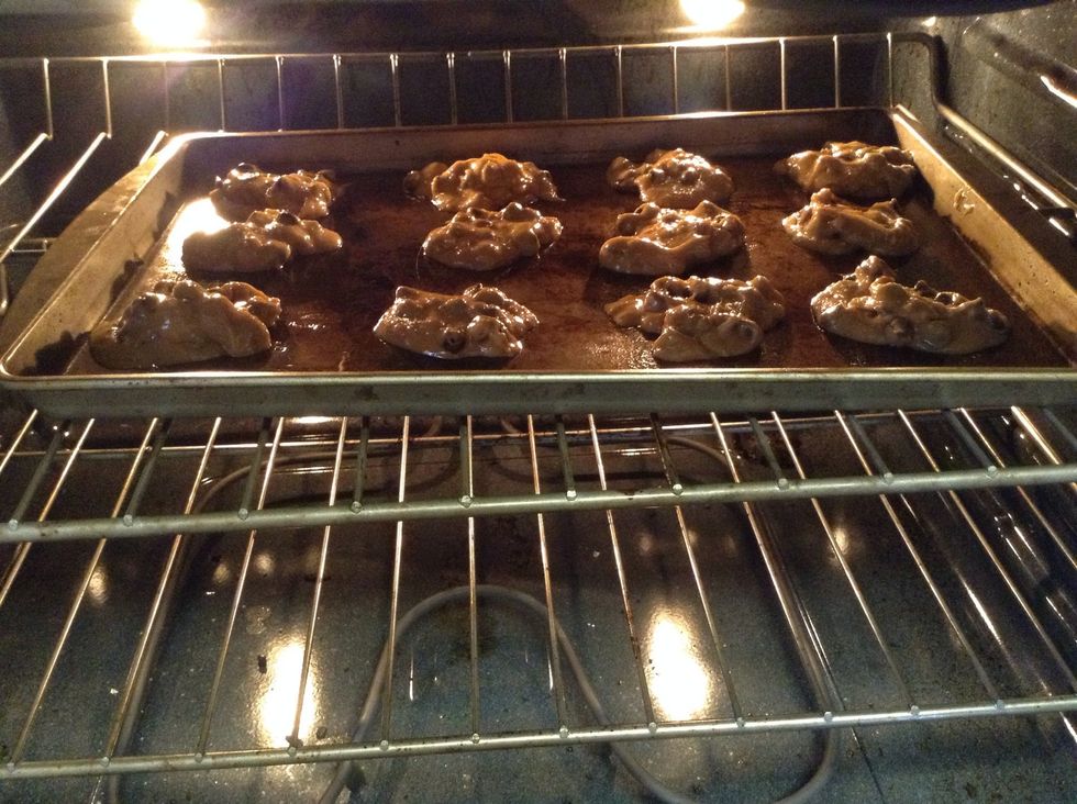 After you spray the pan, put the dough in the oven for 10:00