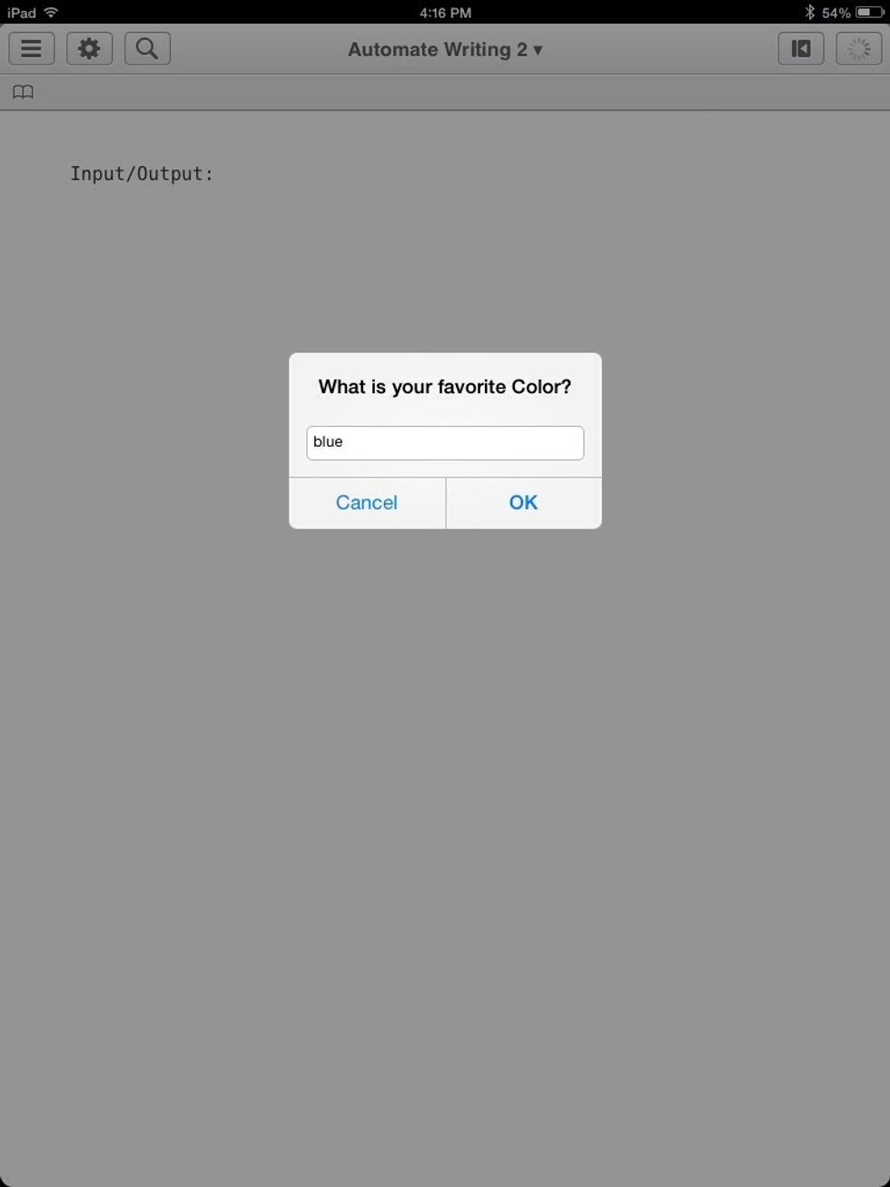 After you type in your favorite color, tap "OK"