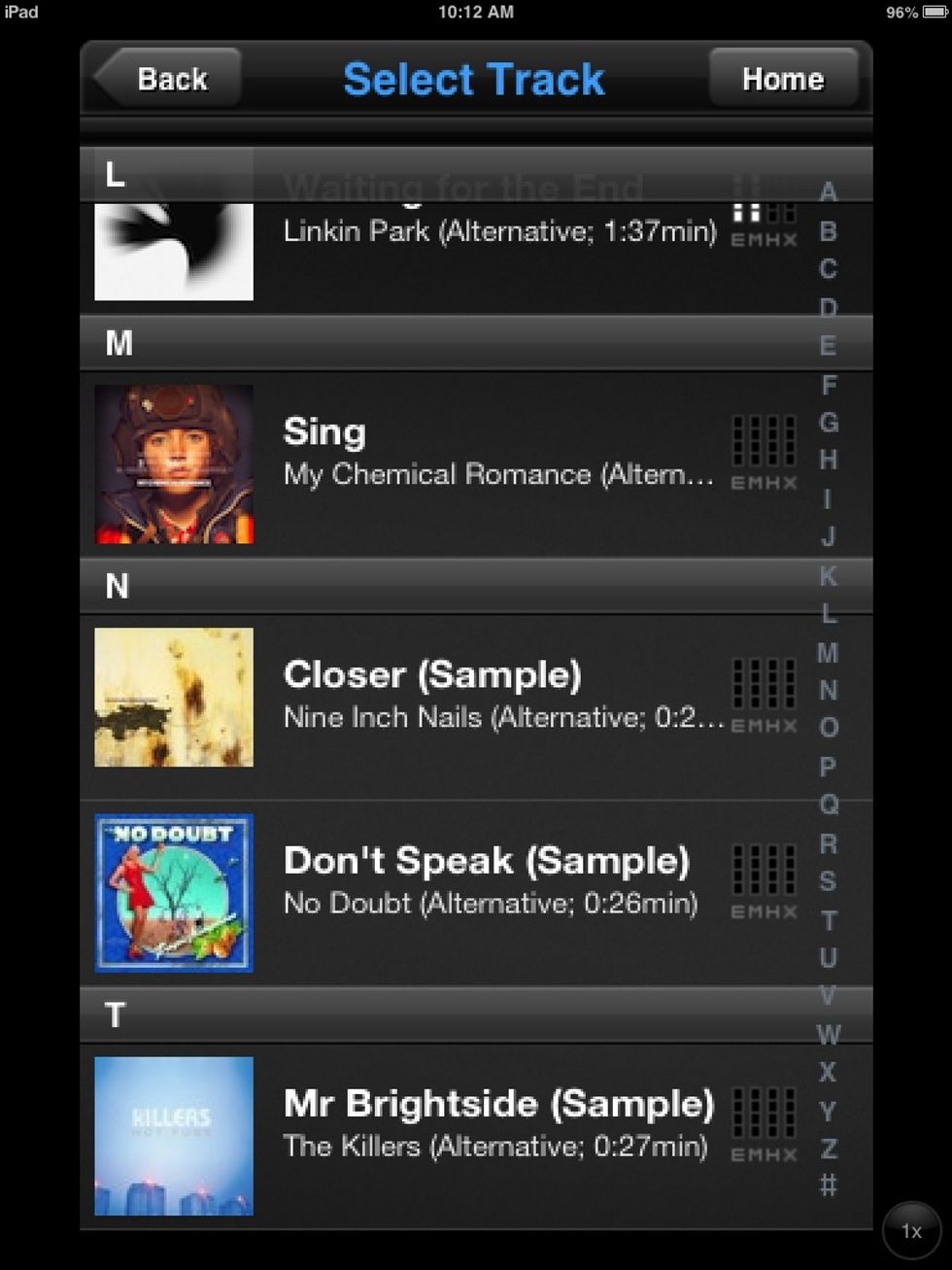 After you've clicked play this is where it will take you and you can choose the song you want play.