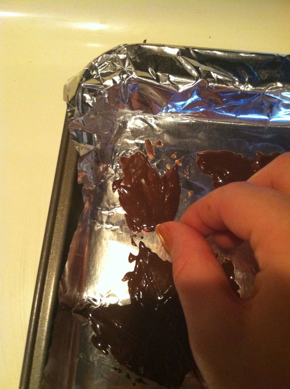 After you've finished all your leaves, go back to the first leaf you "painted." If it has turned partially matte (not shiny), keep going. If it hasn't, stop until the leaves are matte. Keep going!