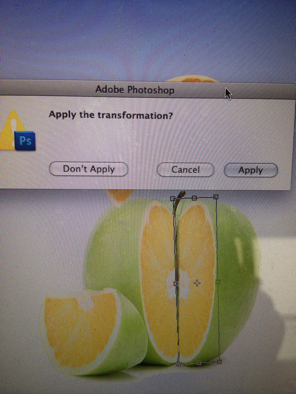 After you've matched it nicely. The easy part comes! Duplicate your inside slice layer (CTRL+J) then just go to edit>transform>flip horizontal. As seen above the above that should be the result!