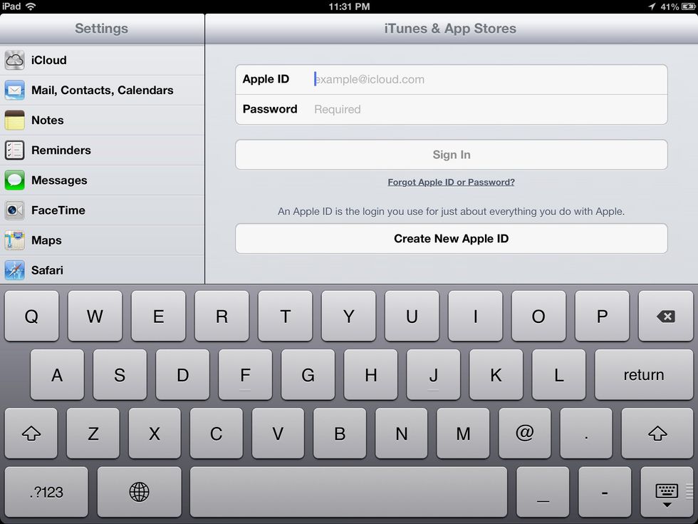 After you've updated your iOS Device to the latest version iOS 6, go to: Settings > iTunes & Apple stores, then enter your Apple ID.