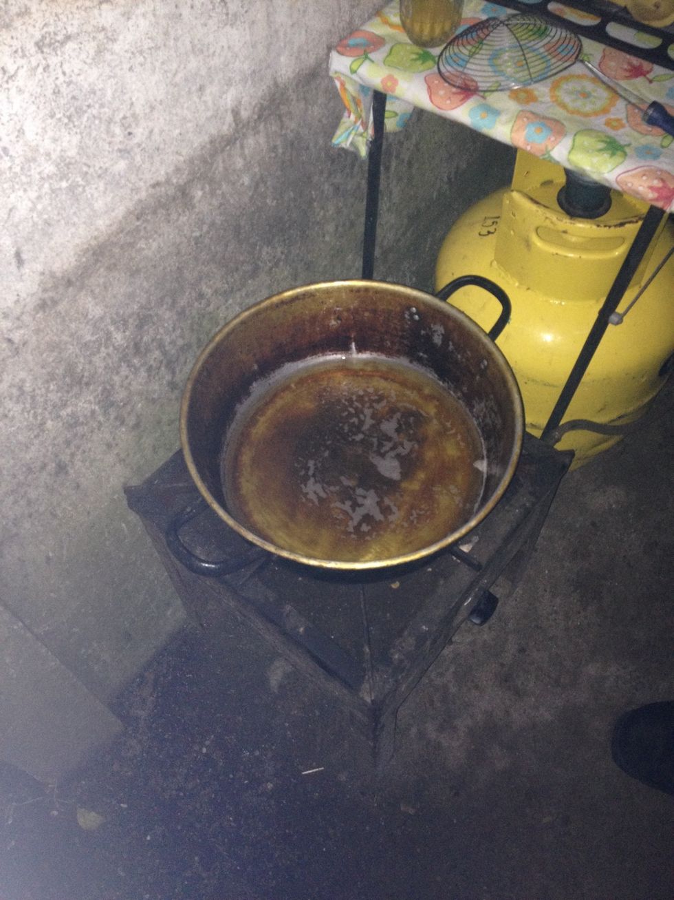 After you've used up all your dough, heat approx 1L of oil in a deep pan. Sopaipillas are deep fried, so as long as they are covered in the oil, they will turn out like they are supposed to.