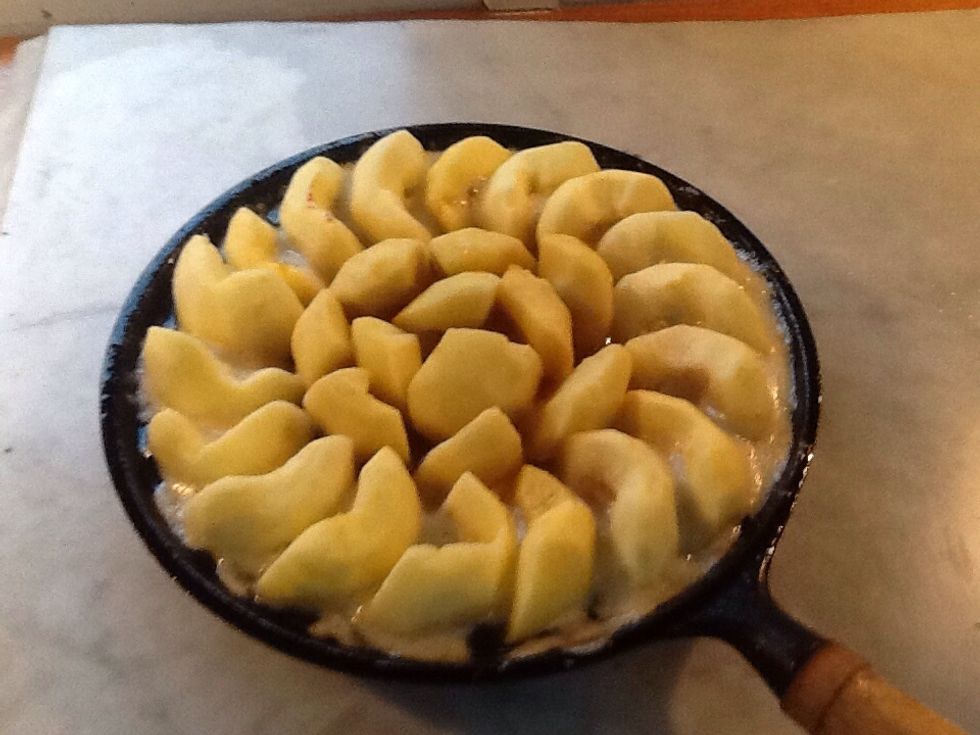 After your apples start to become soft take the pan off the stove and unscrew the handle or otherwise prepare the pan to go in the oven.