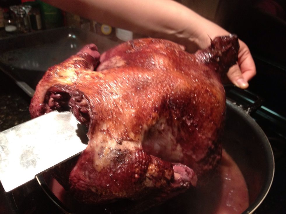 After your chicken is done stewing for about 1 hour and 15-20 minutes, remove it from the pot and set aside.