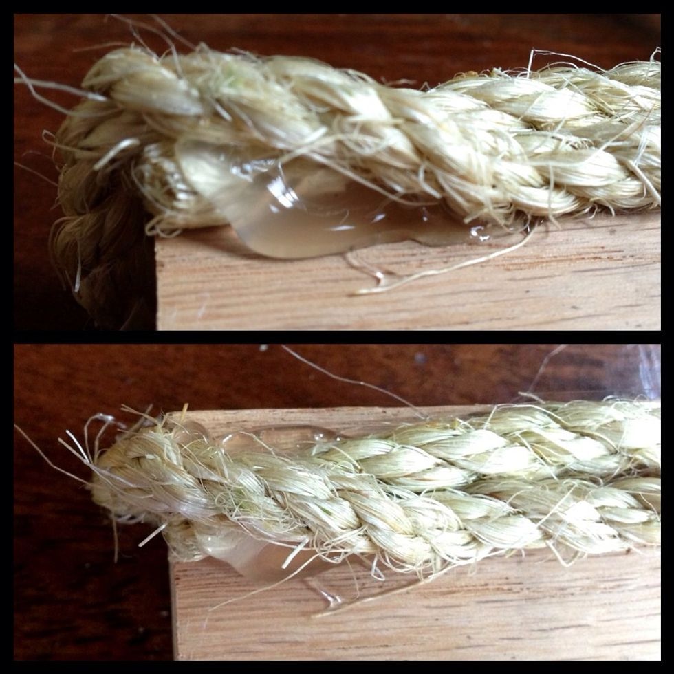 After your first go-round, make sure to tuck the end of the rope under the piece you're working with, so the cats don't get ahold of it & undo all your hard work.