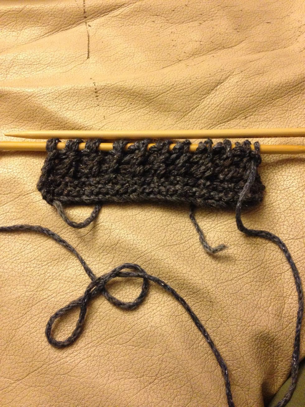 After your first row of the pattern it should look like this. It doesn't look like much now, but as you continue, you will see the pattern.