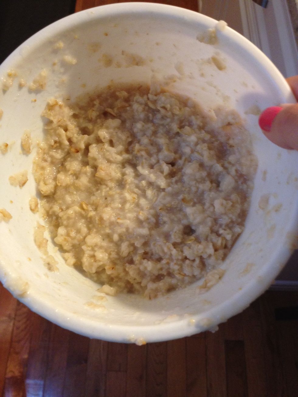 after your oatmeal is cooked...put it in the fridge to cool. make sure it's cool to the touch and not hot