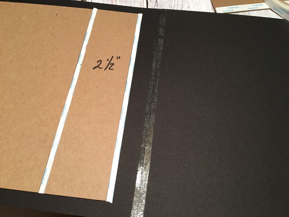 Again, add 1/4" spacer tape and remove the tape backing off of the card stock as shown.