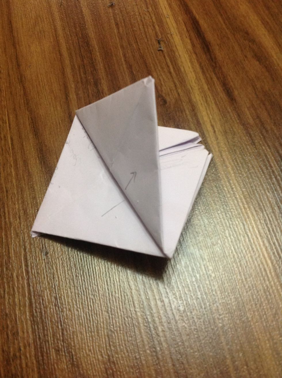 Again fold the corner up so you make a triangle