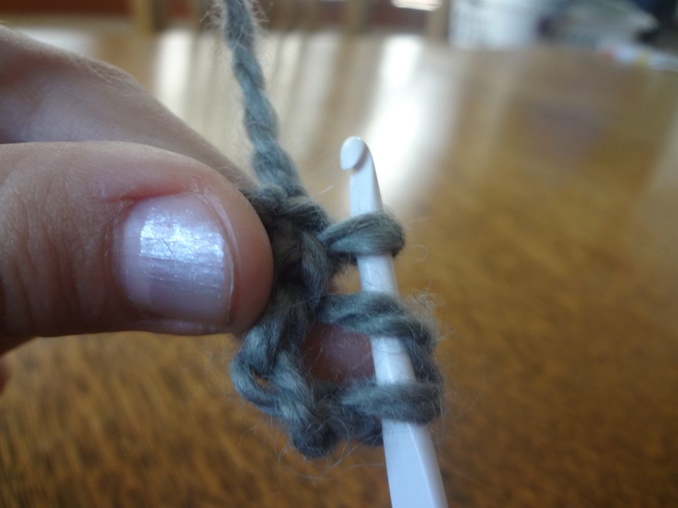 Again, it should look like this, with THREE stitches on the needle.