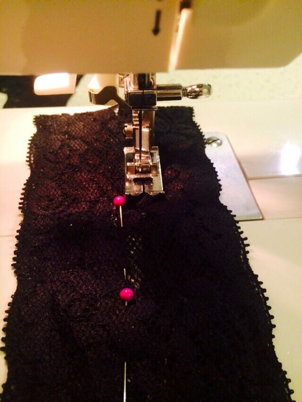 Again, sew along the pin line then trim off excess fabric.