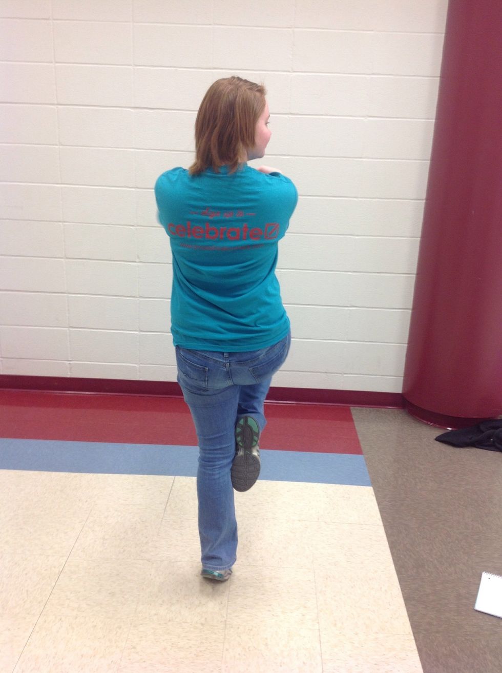 Again, spot to your right, and let your body follow your head