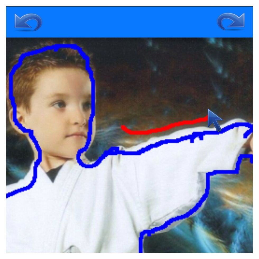 Again tap where you want arrow to start and now trace the outside region(background) of the image you want cut out.