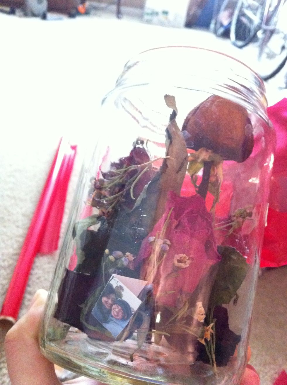 Again, this part is optional: put the mini card inside of the jar