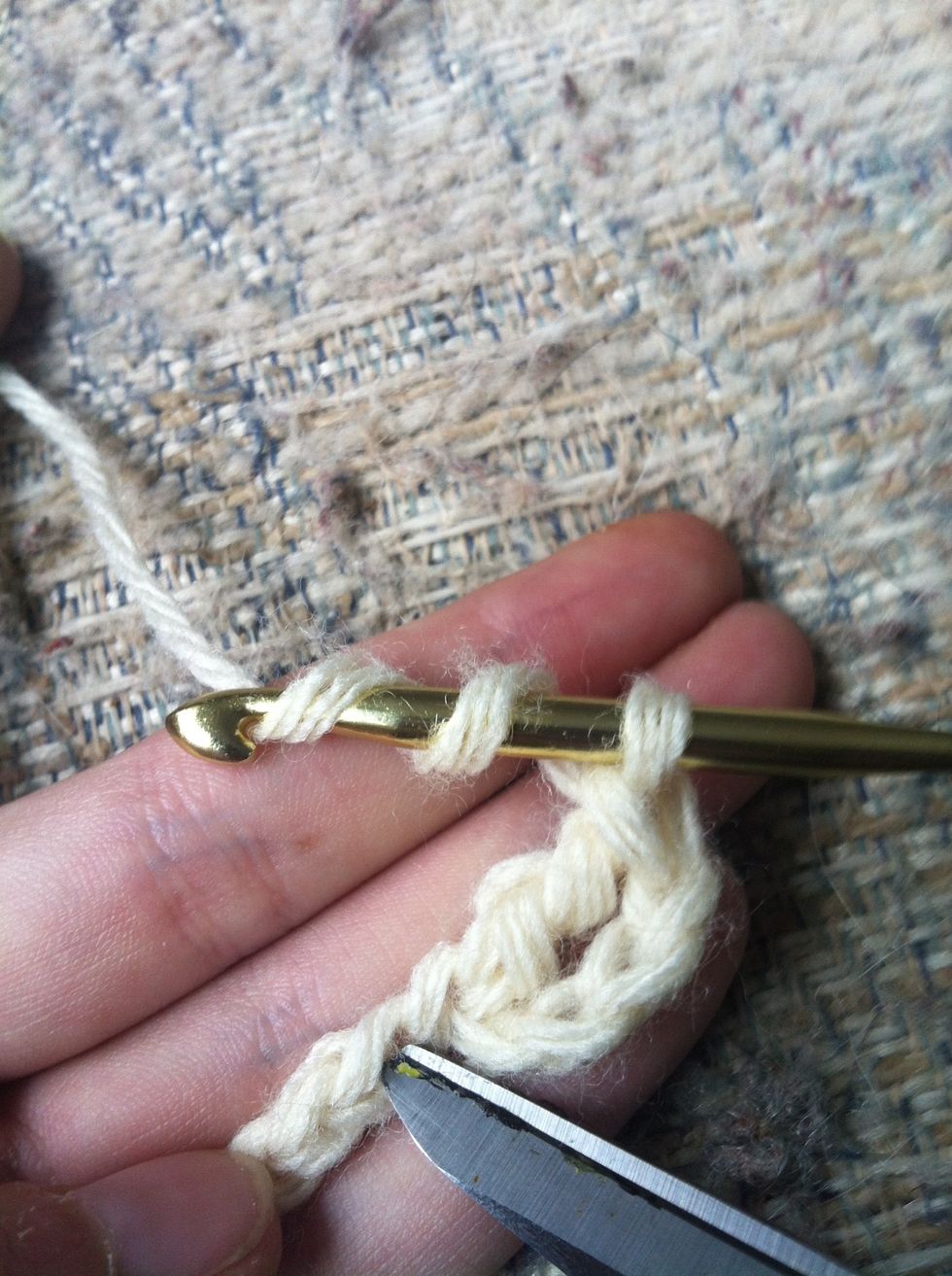 again... yarn around twice. insert your hook in the next chain.