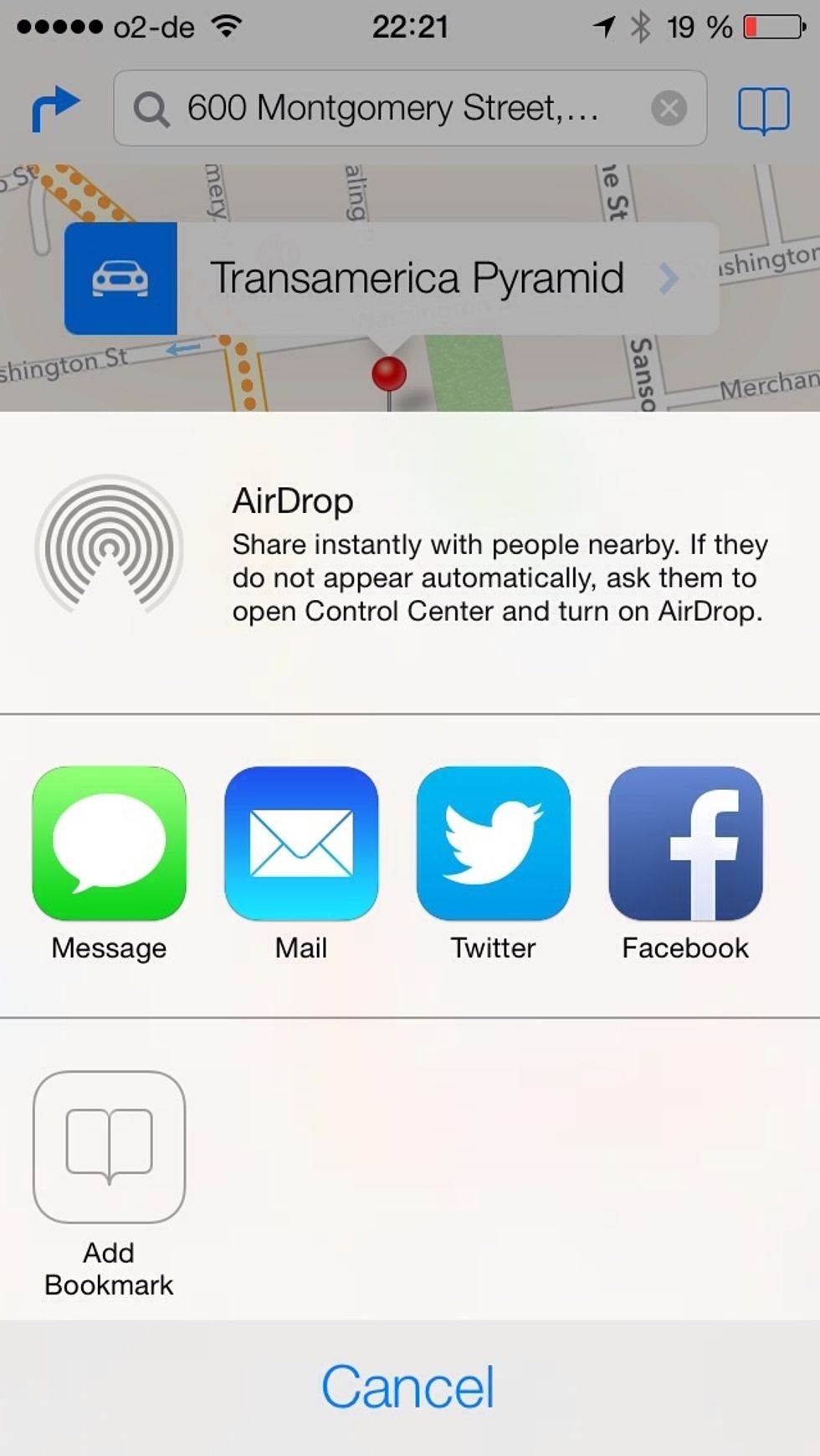 Again, you'll be presented with your sharing options