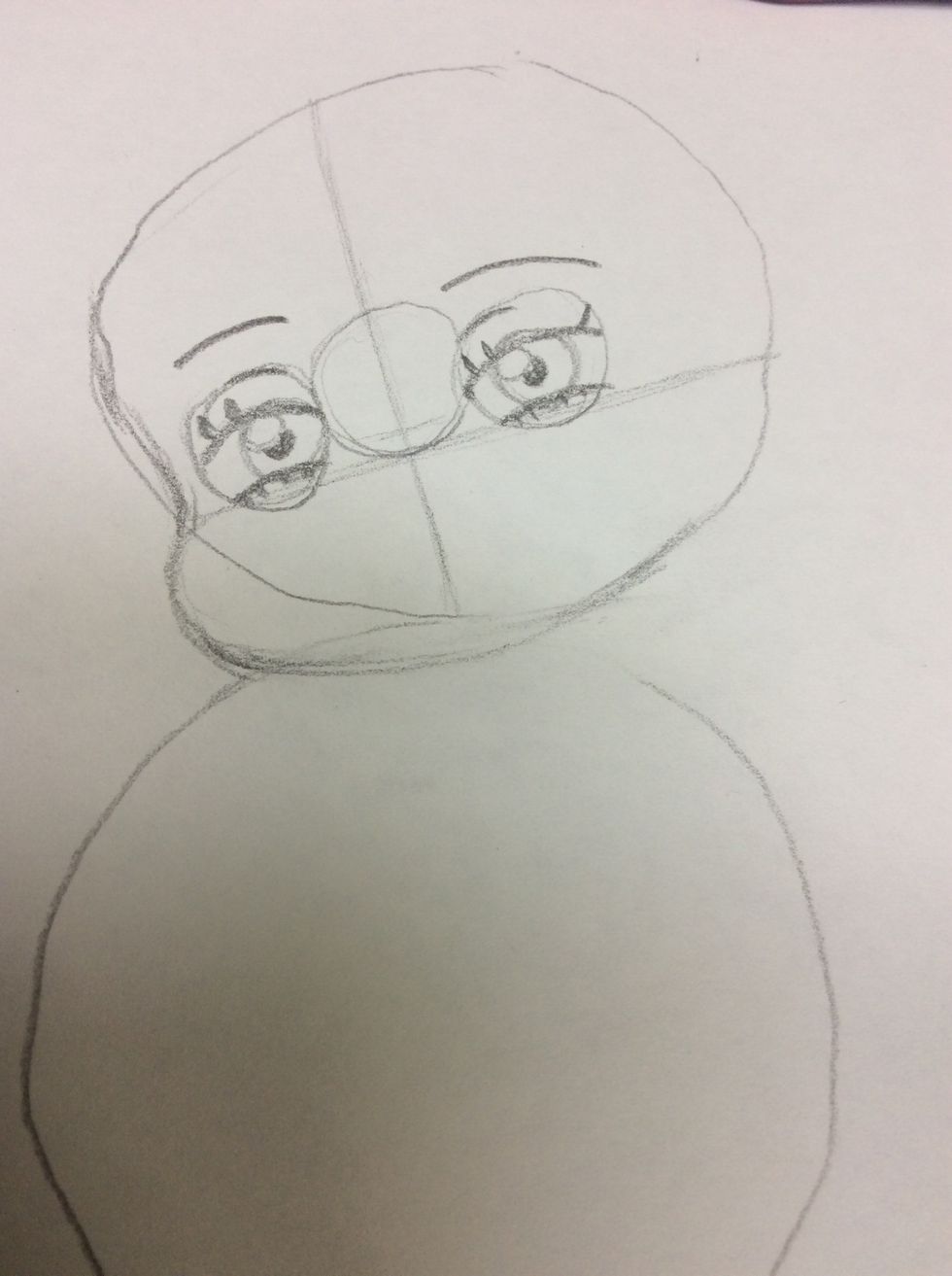 Agora fa\u00e7a o formato e a dobra do olho, brilho, pupila e sobrancelha.