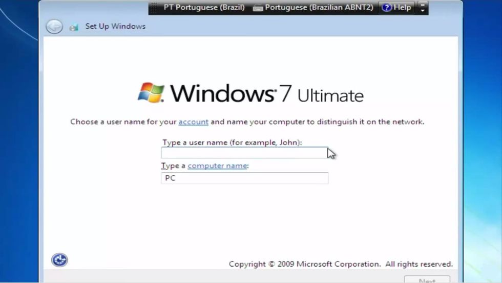 Agora nessa parte \u00e9 mais para voc\u00ea escolher as suas configura\u00e7\u00f5es pessoais do P.C. como, o seu usu\u00e1rio, senha, rel\u00f3gio, configura\u00e7\u00e3o de rede, etc...