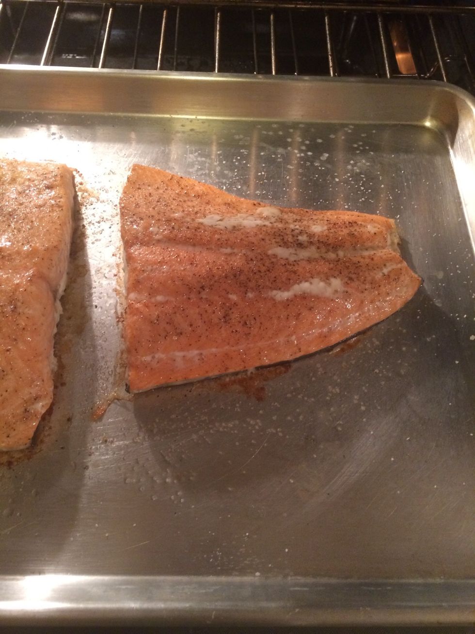 Ahhh...The salmon is cooked to perfection...You can tell by the way the fat turns white and seeps through the salmon. Yum