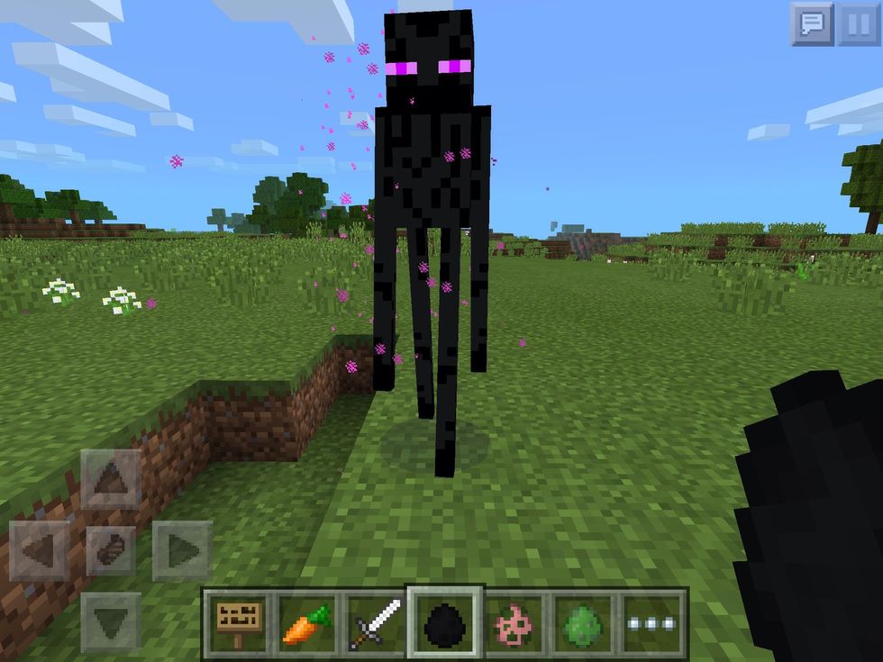 Ahhhh! This mob scares me the most, the Enderman! Technically, they are Neutral mobs until you look them in the eye or attack them. You can usually hear them speak gibberish and see purple lights.
