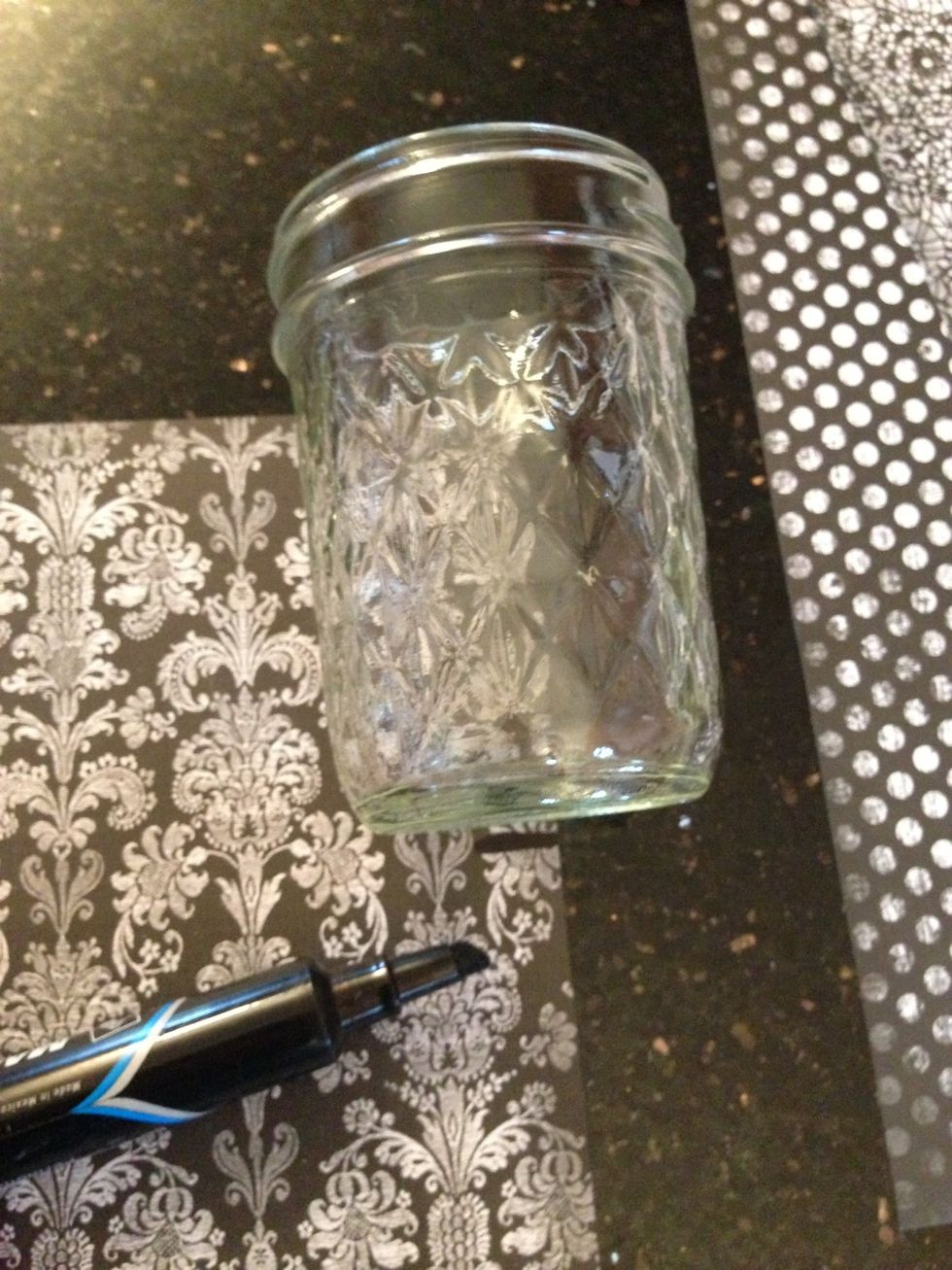 Align a chosen rim if the jar with the top of the paper and make a mark where the jar ends.