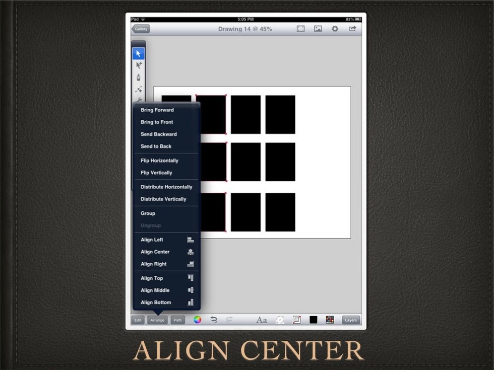 ALIGN the CENTER of EACH column of rectangles.