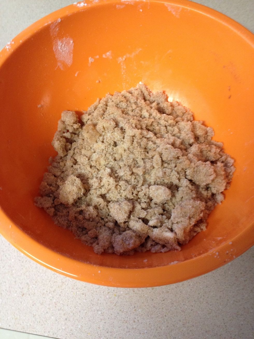 All combined! Now get the cream cheese out of the freezer and drop equal amounts into each cupcake