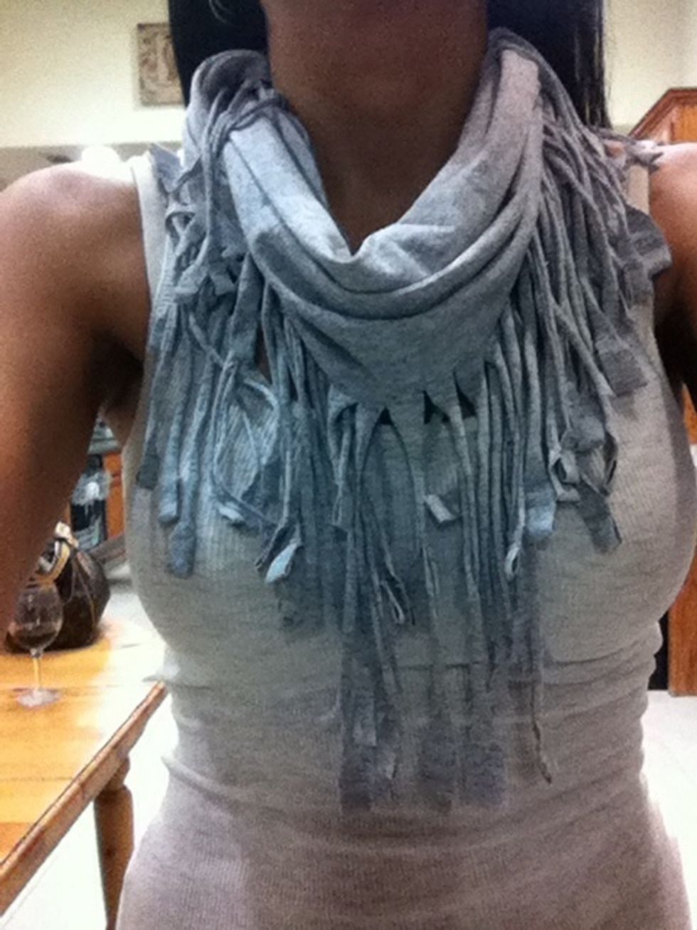 How to repurpose a tshirt into a stylish fringe scarf B+C Guides