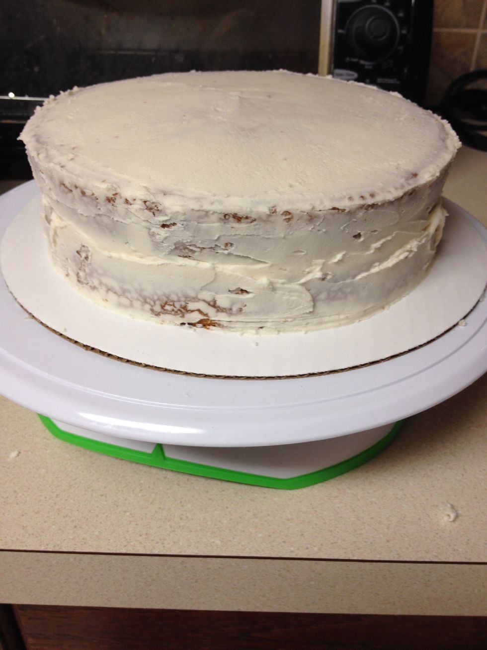 All done! Now stick in the fridge for about half an hour to harden the crumb coat