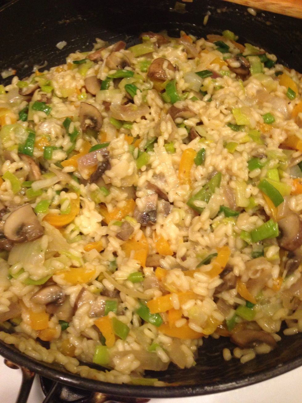 All done! Risotto can be eaten all on its own or as a side to a meat dish (such as chicken breast, sausage, steak, etc)
