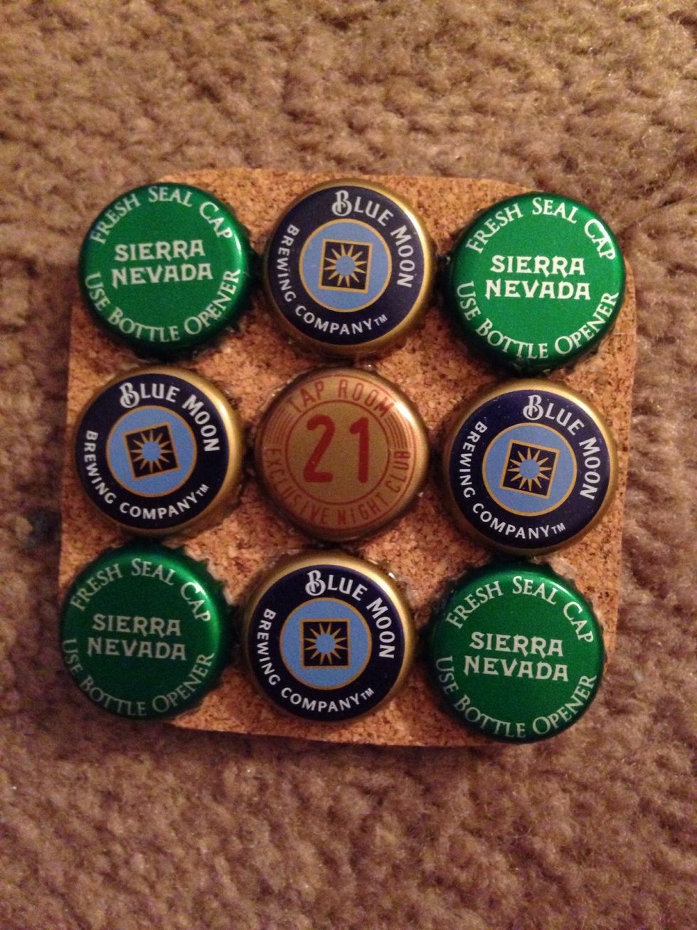 All glued down. If a part of a cap sticks off the edge just take pliers and carefully push in the part sticking out under its own cap.