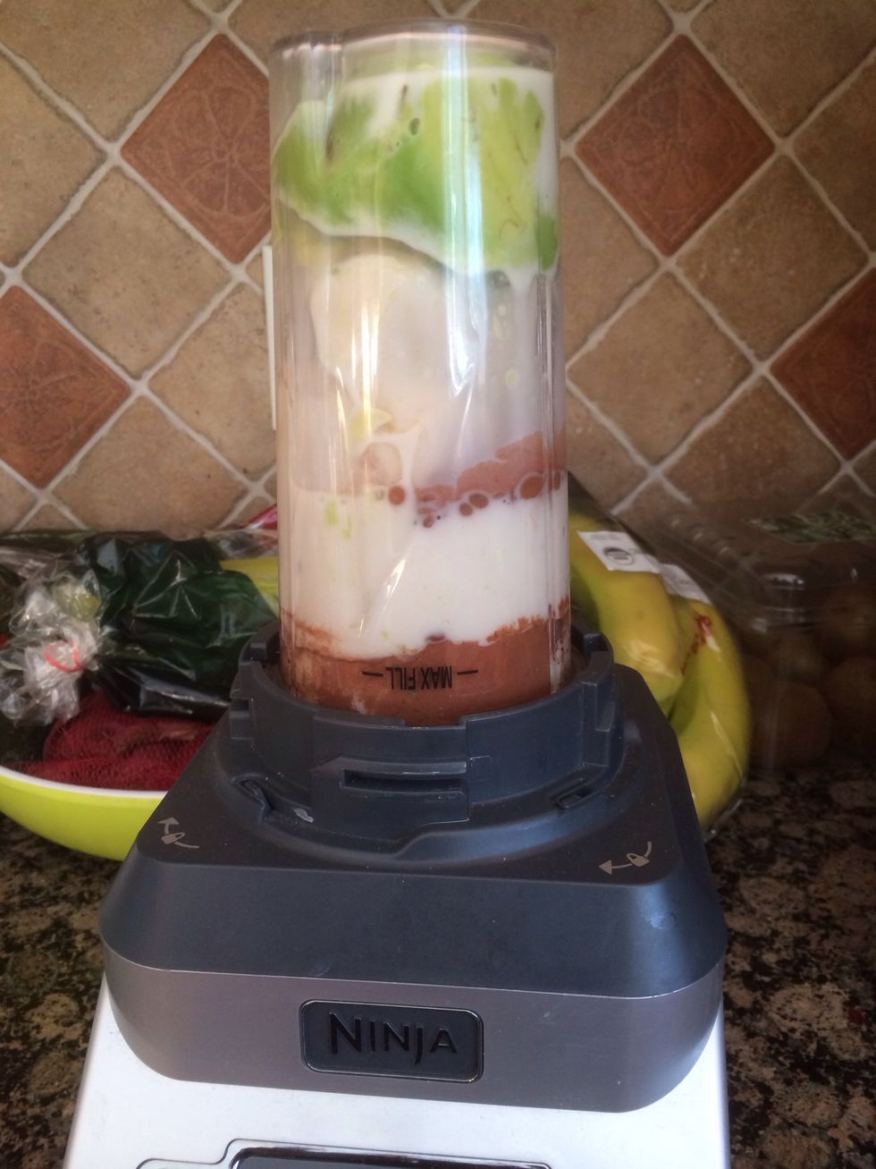 All in !  Ready to roll. Blend until consistently smooth. Usually about 20-30 seconds.