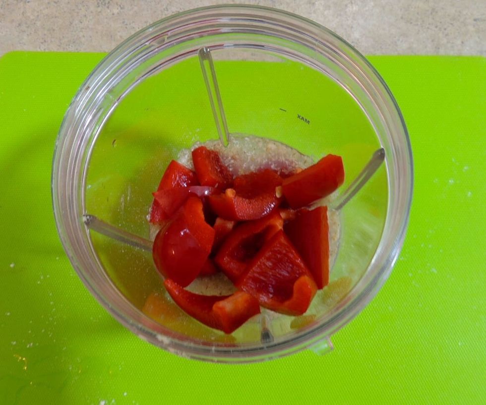 All ingredients basically go into a blender cup