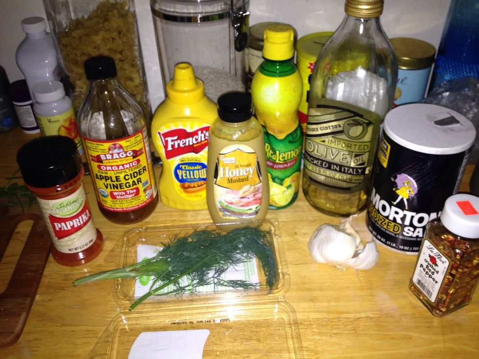 All ingredients for your dressing in food processor