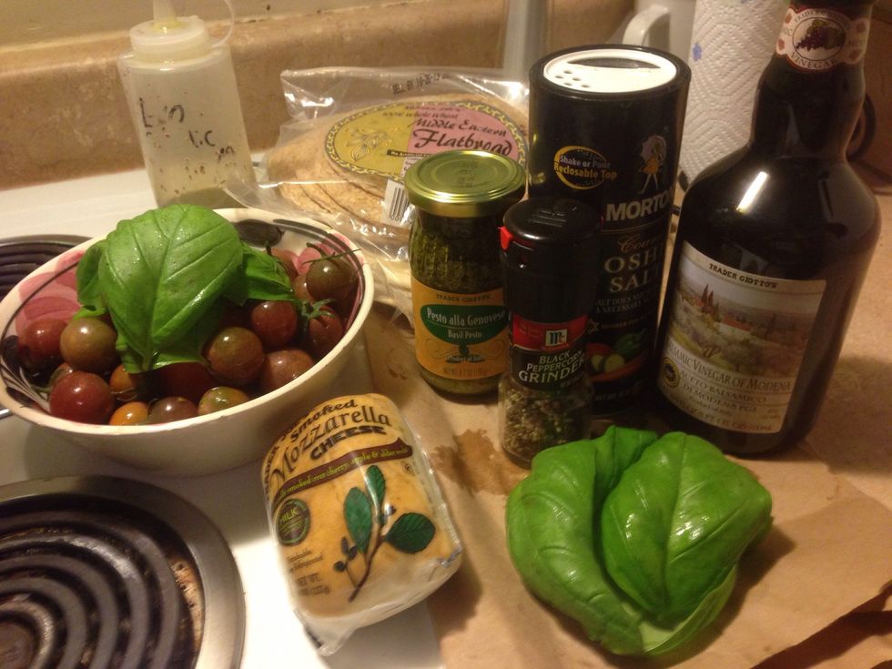 All ingredients. I used smoked mozzarella for more intense flavor.