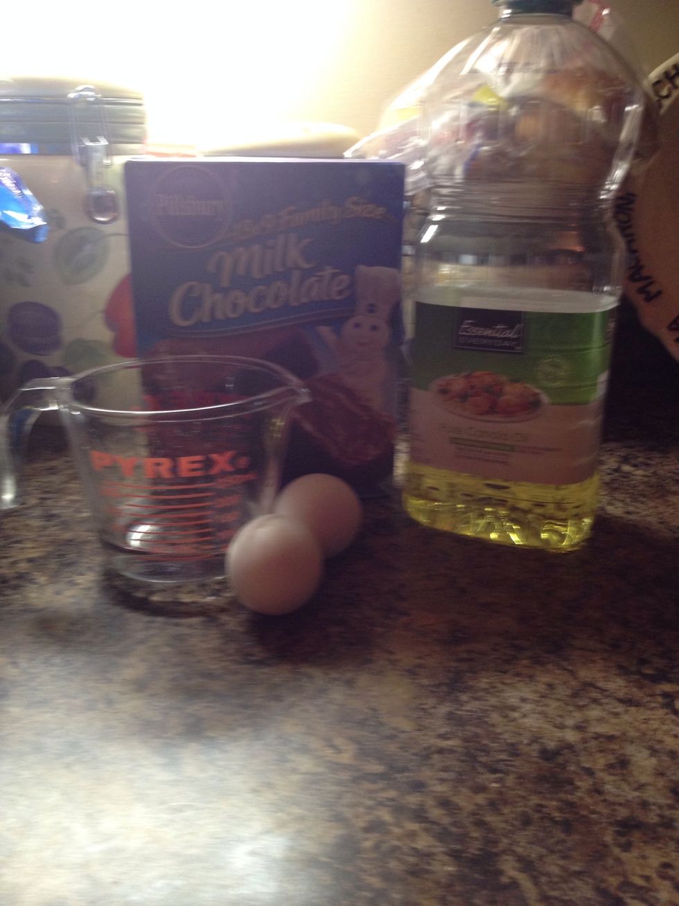 All ingredients you would need to make brownies.