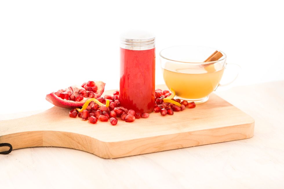 All Natural Toner - The air tends to be thicker in the summer so our skin needs a little extra TLC. We whipped up an all-natural toner by combining pomegranate, apple cider vinegar and orange zest.