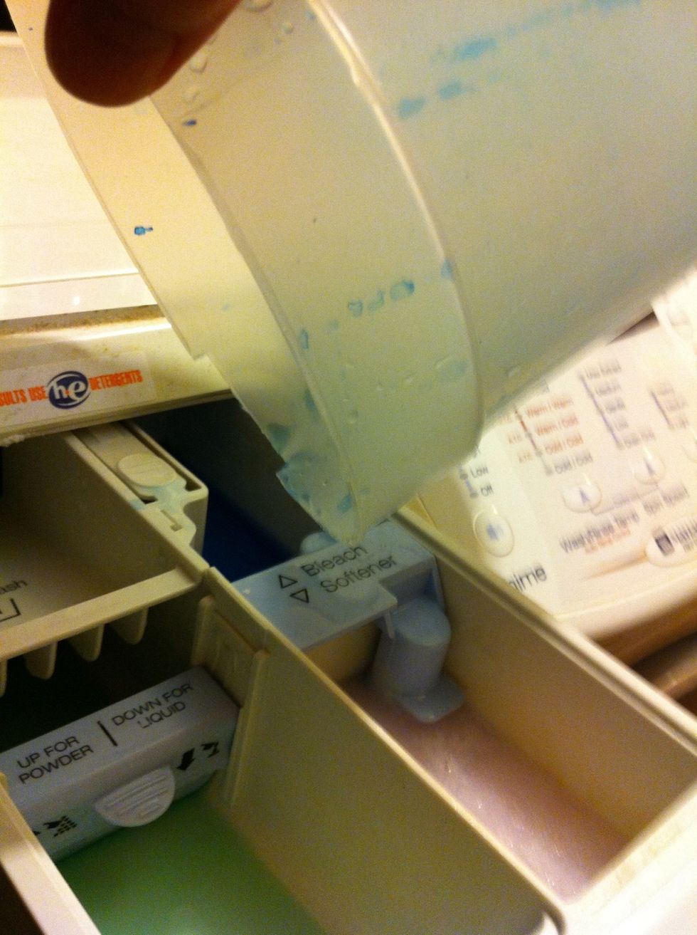 ALL of it! Add detergent and softener as usual.