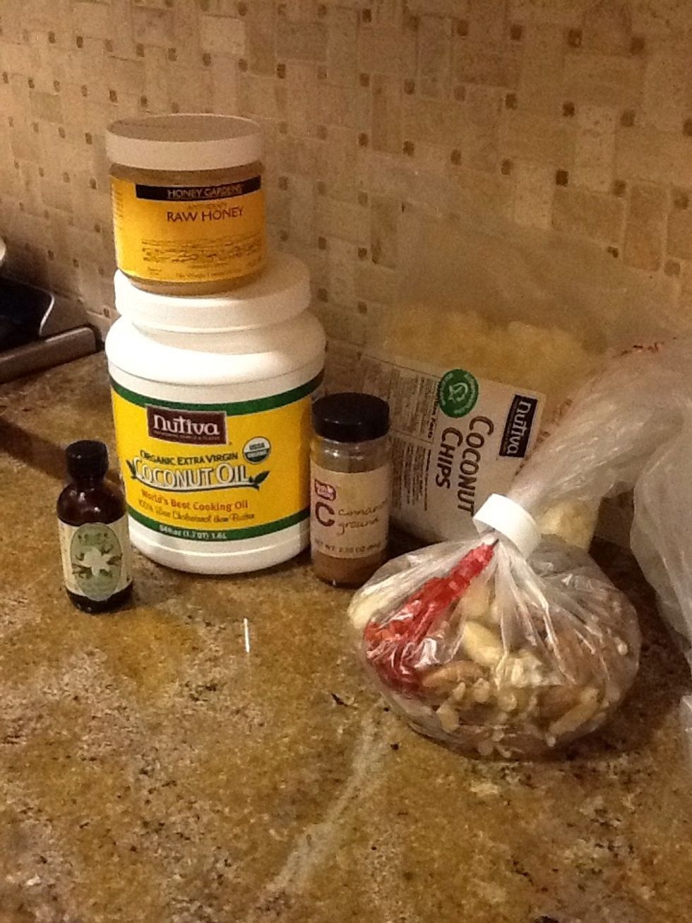 All of the ingredients that I used. The measurements I noted are not exact I kind of eye balled most of them. Feel free to add or remove ingredients to your liking.