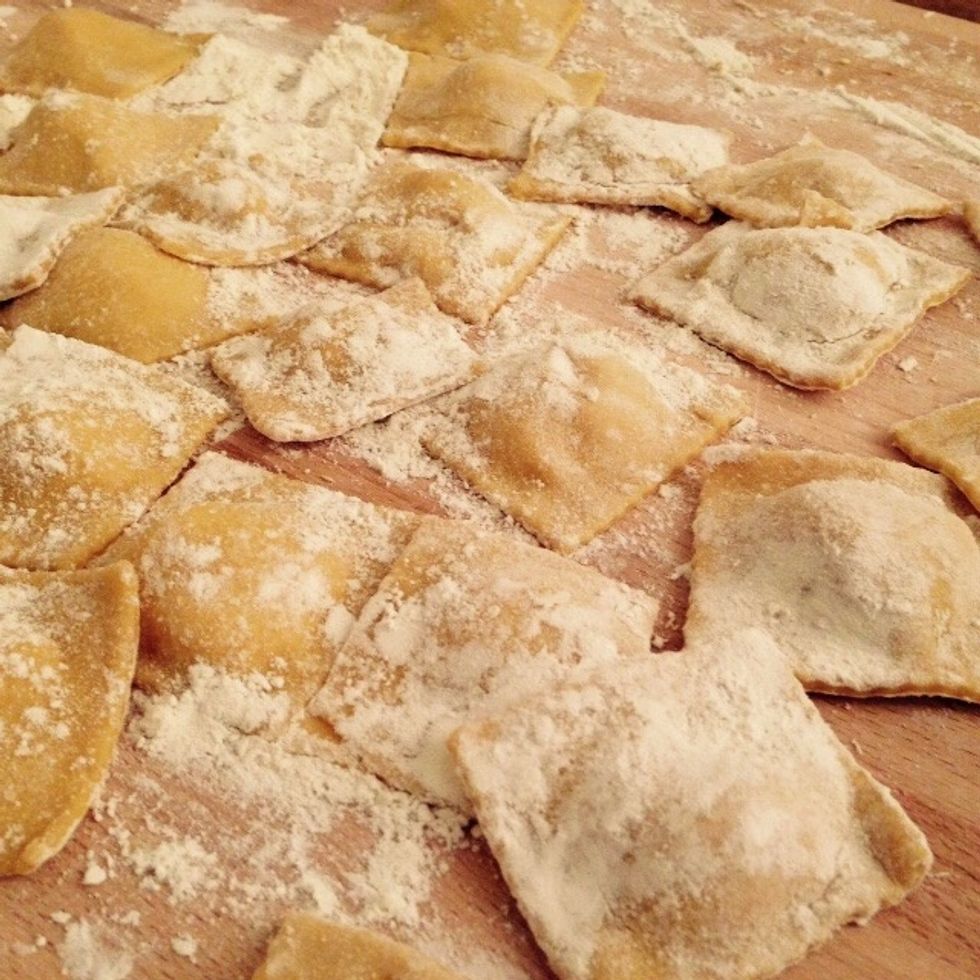 All ready, it takes some time but it's very rewarding! They will take only 2-3 minutes to cook in boiling water, so make sure you prepare the sauce first.