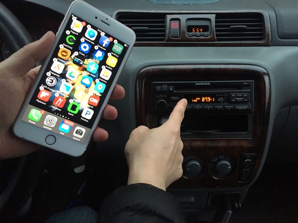 All sound and music can be sent from your iPhone thru your older car radio