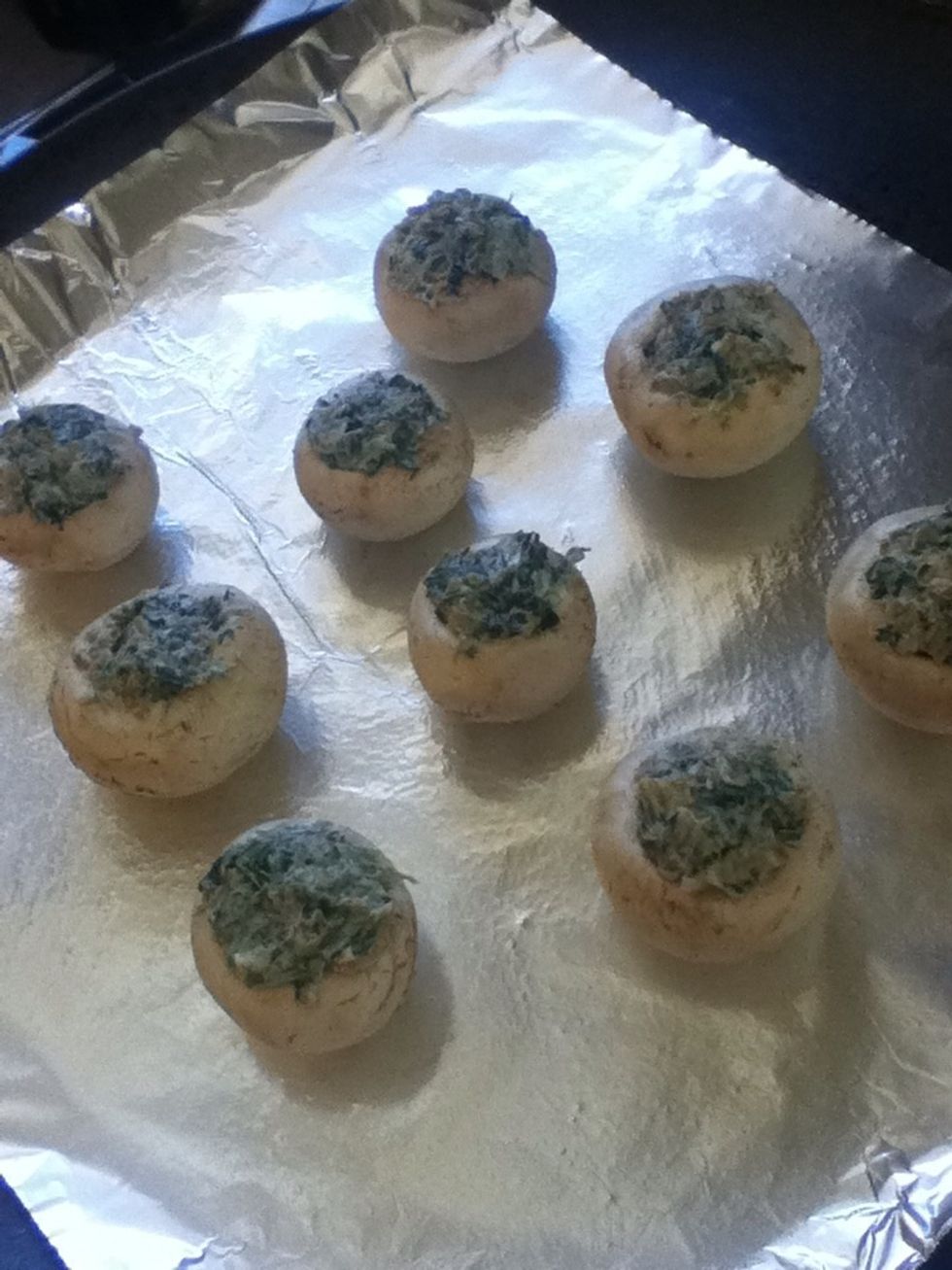 All stuffed! I lightly oiled the aluminum foil with olive oil to prevent sticking.