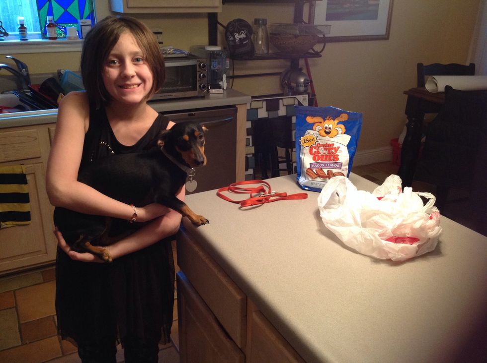 All supplies gathered for walking the dog.