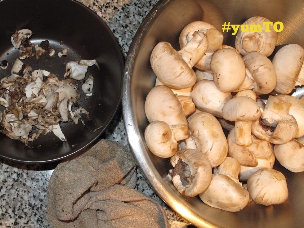 All the dirt is been removed and our mushrooms look handsome! To handle waste more efficiently I set an organic trash bowl next to me.