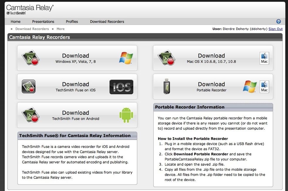 All the downloadable recorders are available on this dashboard page.