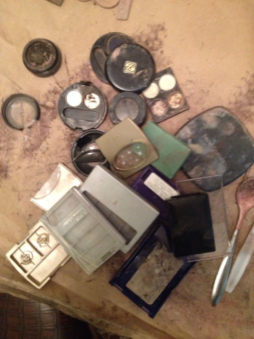 All the empty plastic cases I am recycling.  I've got so much more space in my make-up kit now!