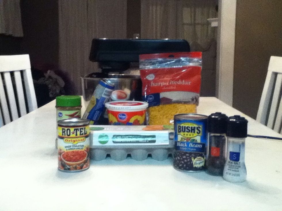 All the ingredients, except the oil spray and baking pan.