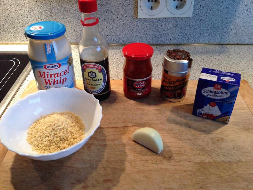 All the ingredients - start with finely dicing the onion