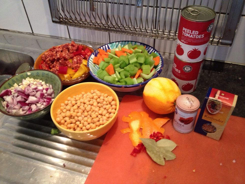 All the prepared ingredients